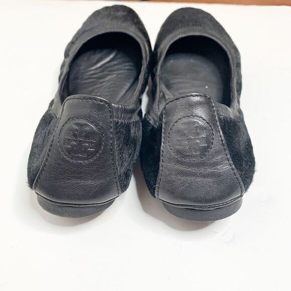 Tory Burch Eddie w/Binding- Haircalf/Mestico in Black Ballet Flats Women’s 6.5 M - Picture 3 of 11